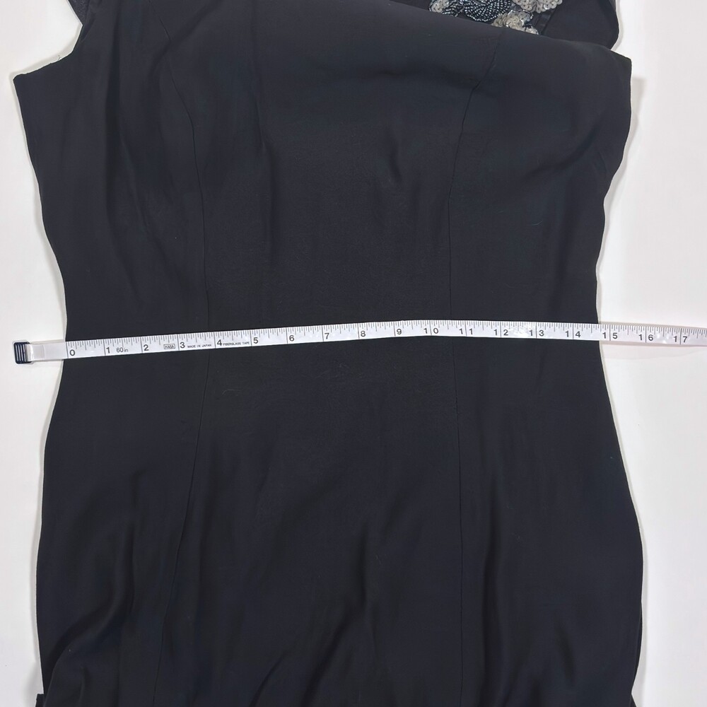 Loralie Black Floral Beaded Cowl Back Floor Length Gown - Vintage Size 10 - Picture 8 of 8